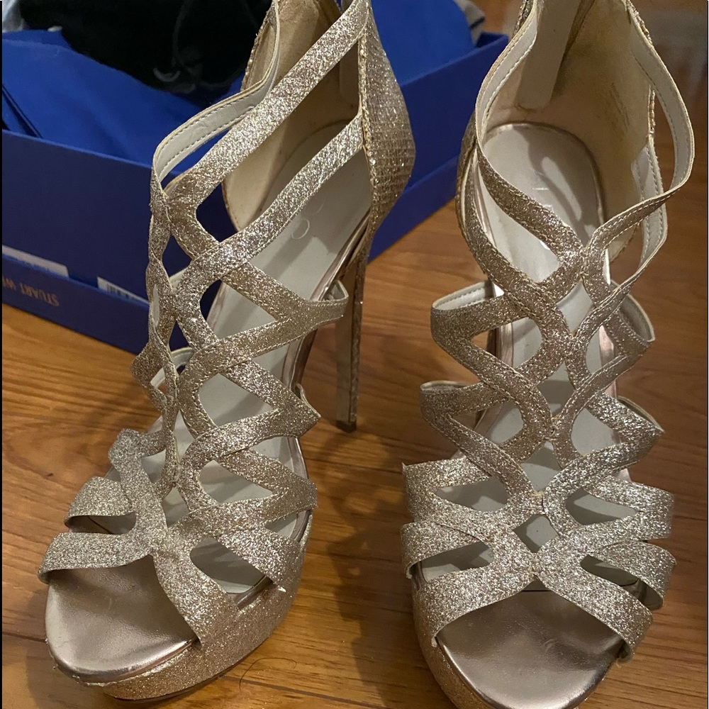 Sparkly champagne colored heels